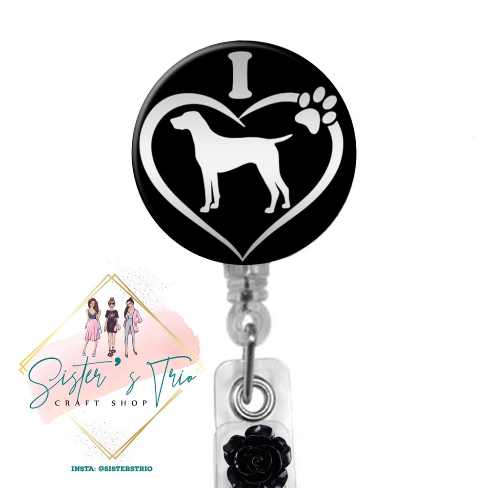Weimaraner Dog Retractable Badge Holder Reel